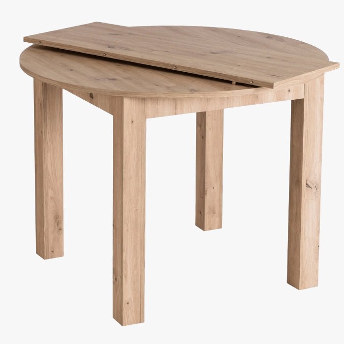 HARRY Table à manger ronde extensible couleur bois clair pieds métal noir 102-142 cm - Table à manger - Mobilier Deco