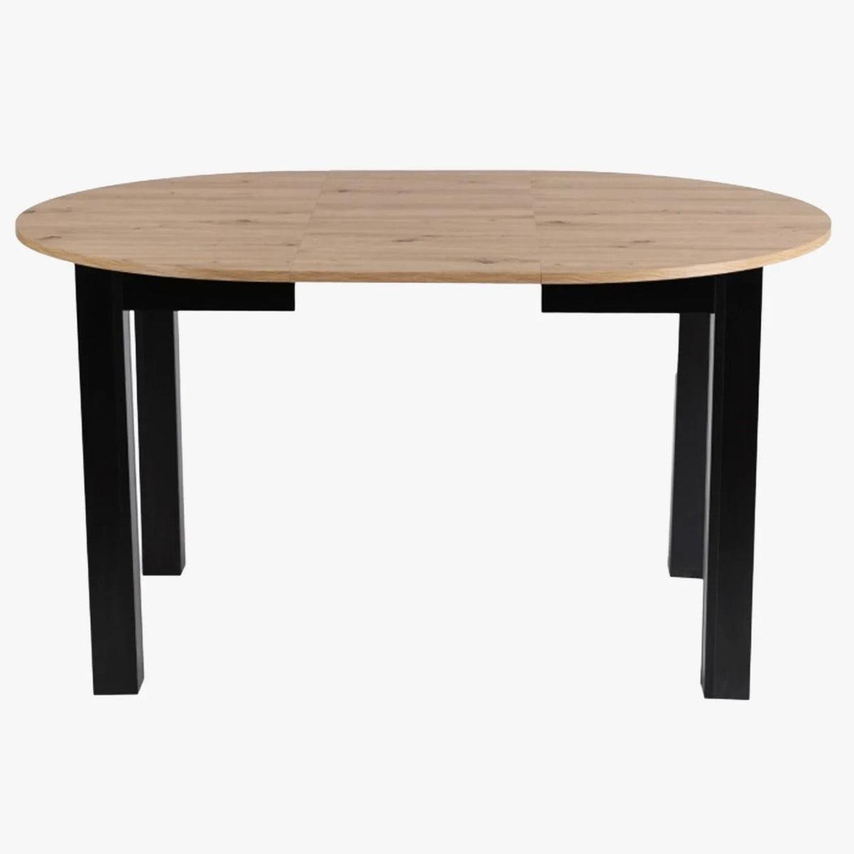 HARRY Table à manger ronde extensible couleur bois clair pieds métal noir 102-142 cm - Table à manger - Mobilier Deco