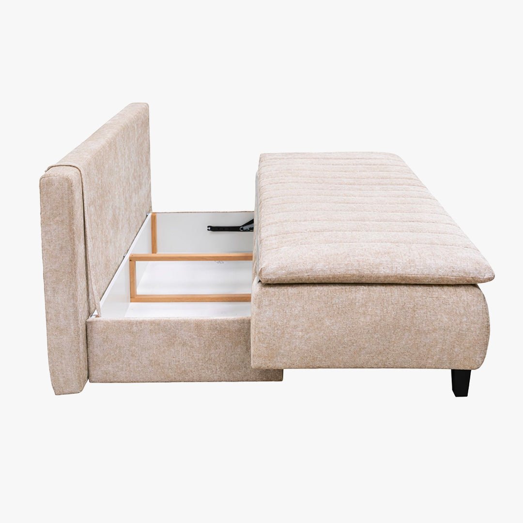 HARVEY Canapé 3 places convertible avec coffre en tissu beige - Canapés convertibles - Mobilier Deco