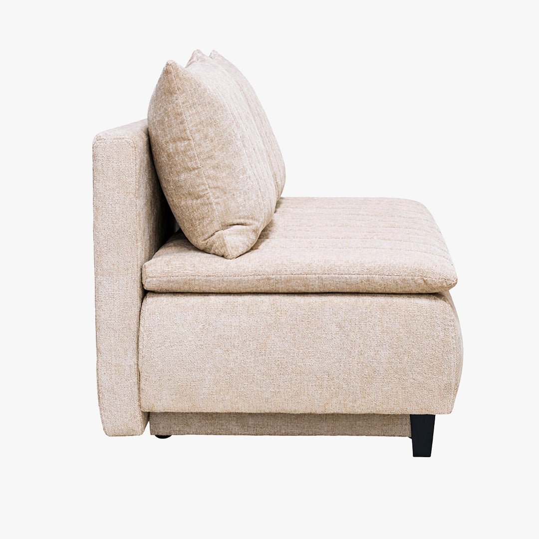 HARVEY Canapé 3 places convertible avec coffre en tissu beige - Canapés convertibles - Mobilier Deco