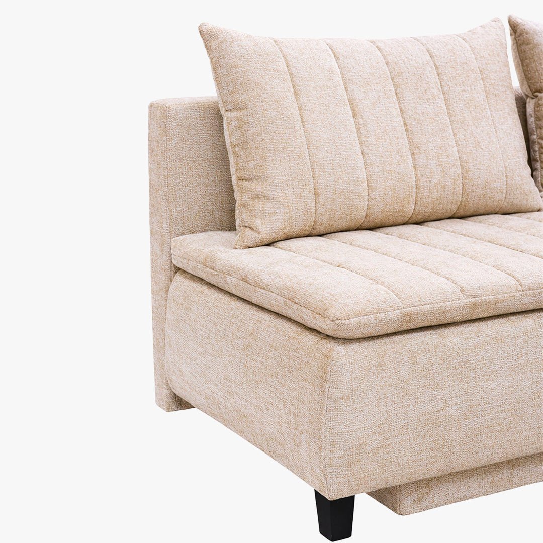 HARVEY Canapé 3 places convertible avec coffre en tissu beige - Canapés convertibles - Mobilier Deco