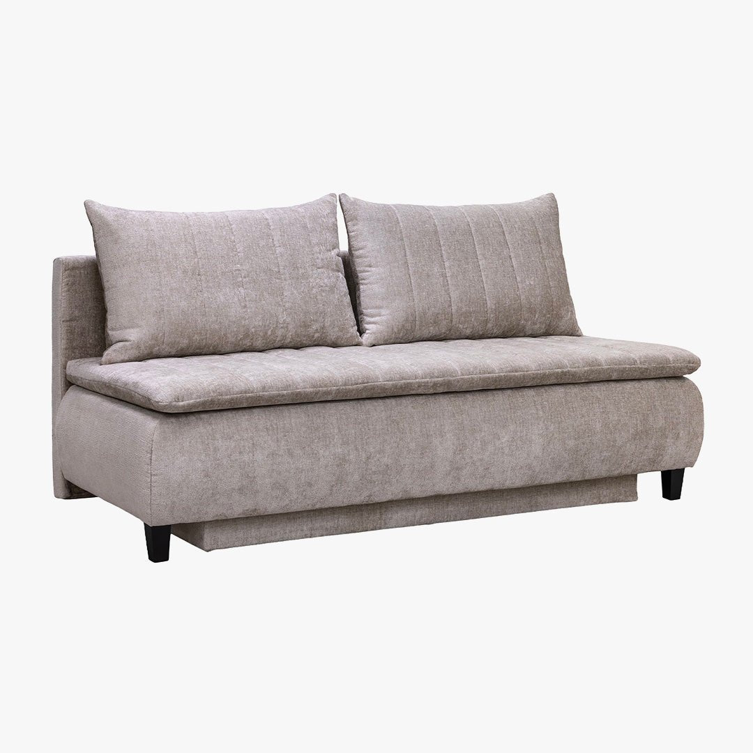 HARVEY Canapé 3 places convertible avec coffre en tissu taupe clair - Canapés convertibles - Mobilier Deco