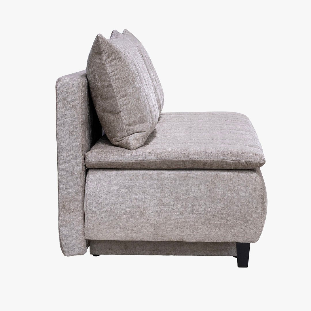 HARVEY Canapé 3 places convertible avec coffre en tissu taupe clair - Canapés convertibles - Mobilier Deco