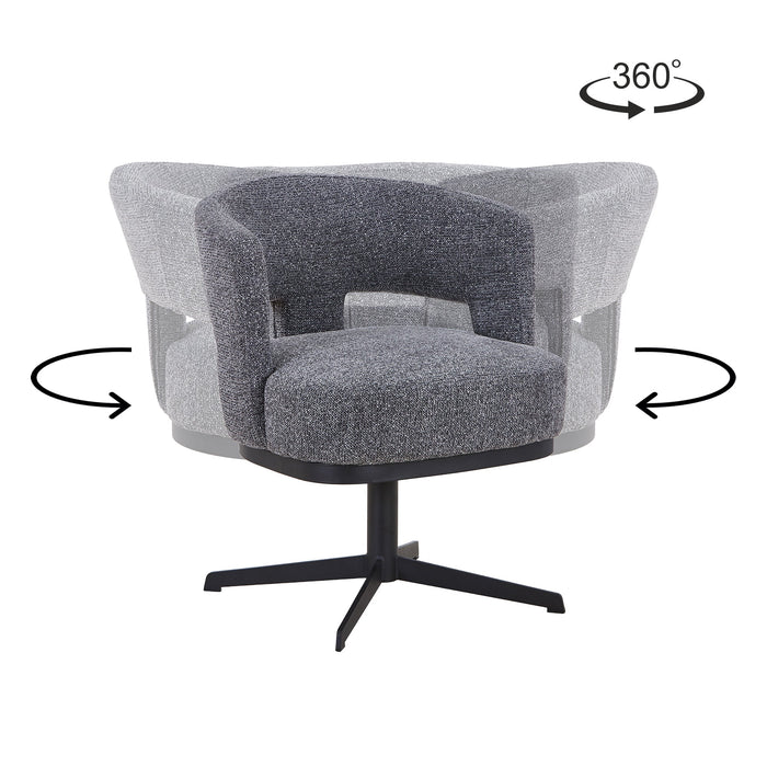 HAVA Chaise pivotante en tissu gris anthracite pieds en métal noir