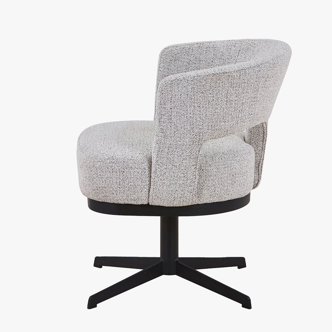 HAVA Chaise pivotante en tissu gris clair pieds en métal noir - Chaise de repas - Mobilier Deco
