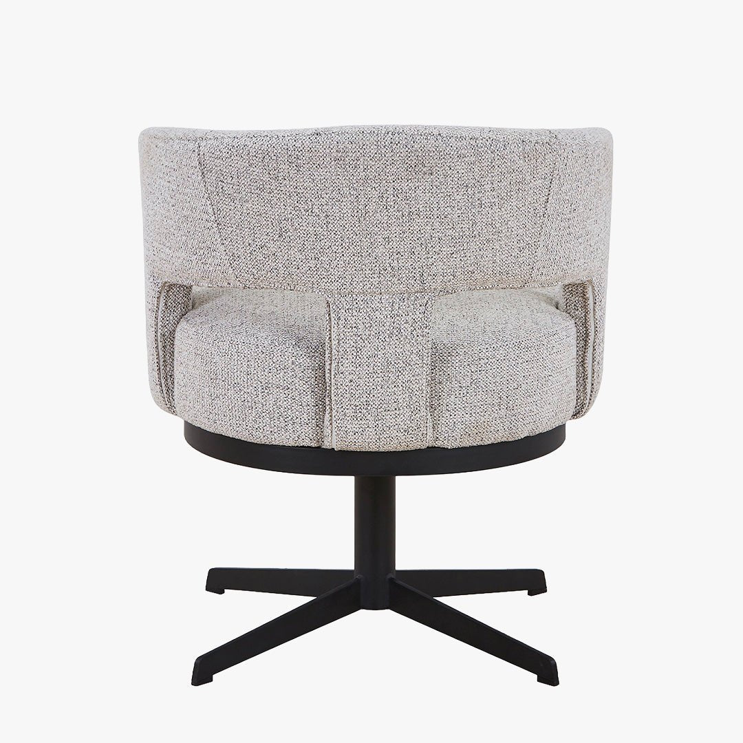 HAVA Chaise pivotante en tissu gris clair pieds en métal noir - Chaise de repas - Mobilier Deco