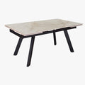 HERA Table extensible en pierre frittée beige pieds en métal noir 160-240 cm