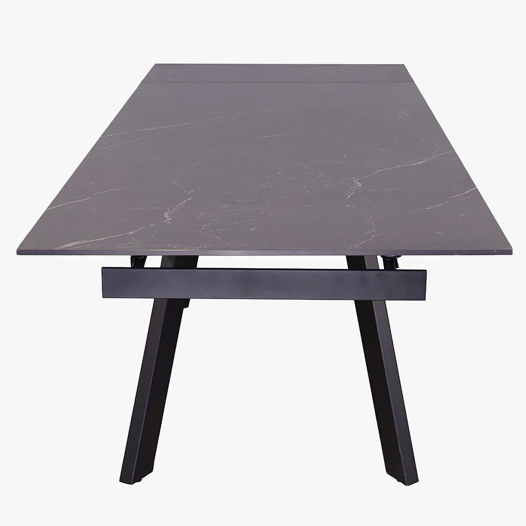 HERA Table extensible en pierre frittée noir pieds en métal noir 160-240 cm - Table à manger - Mobilier Deco