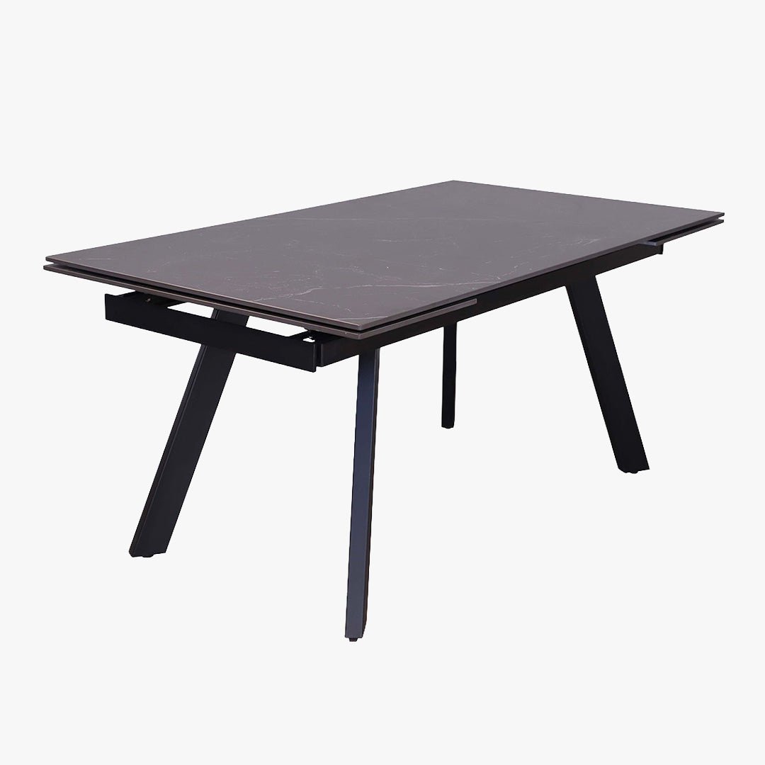 HERA Table extensible en pierre frittée noir pieds en métal noir 160-240 cm - Table à manger - Mobilier Deco