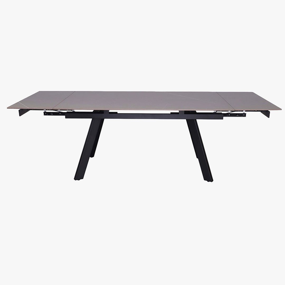 HERA Table extensible en pierre frittée noir pieds en métal noir 160-240 cm - Table à manger - Mobilier Deco
