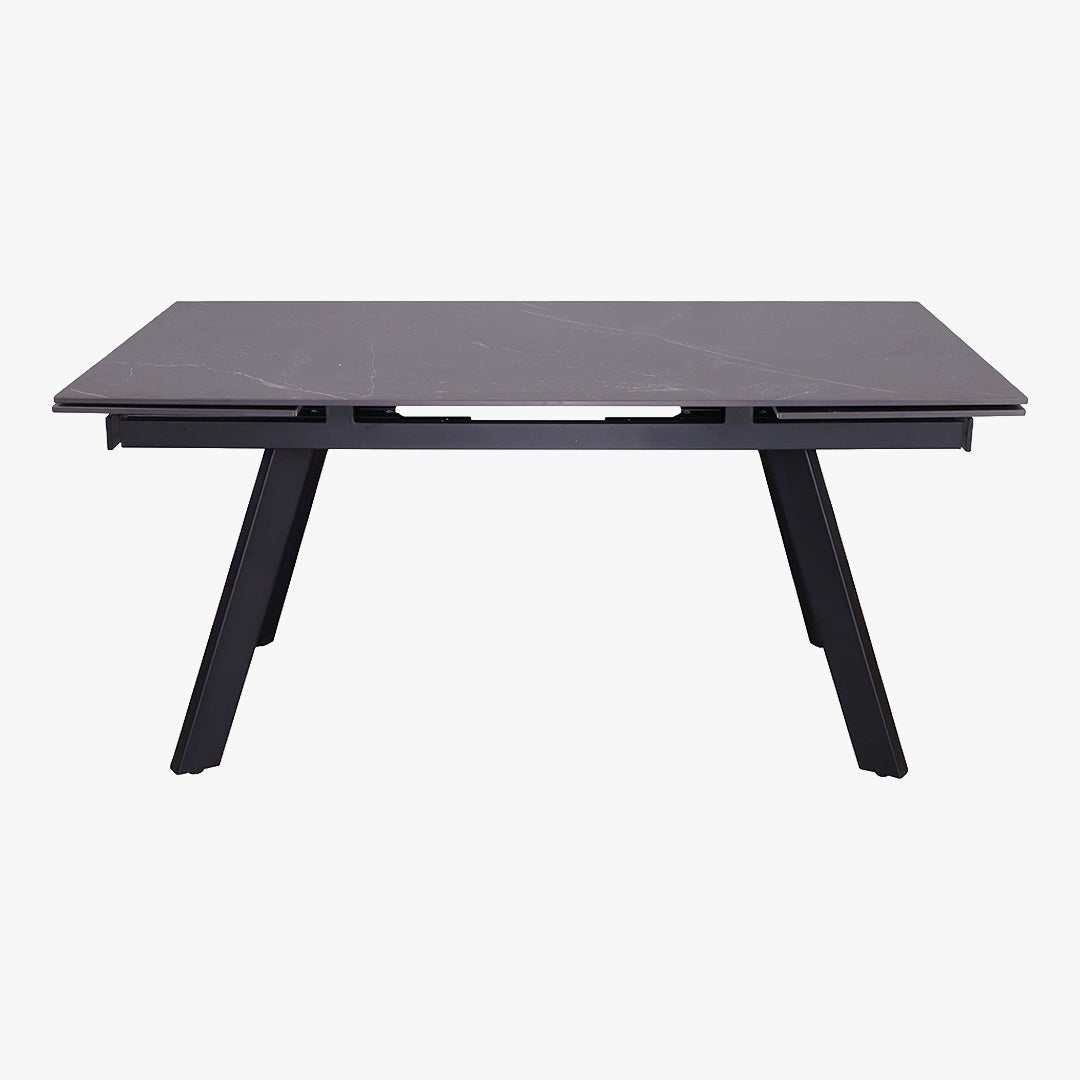 HERA Table extensible en pierre frittée noir pieds en métal noir 160-240 cm - Table à manger - Mobilier Deco