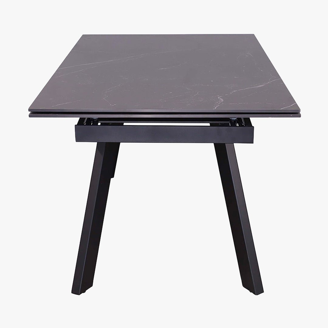 HERA Table extensible en pierre frittée noir pieds en métal noir 160-240 cm - Table à manger - Mobilier Deco