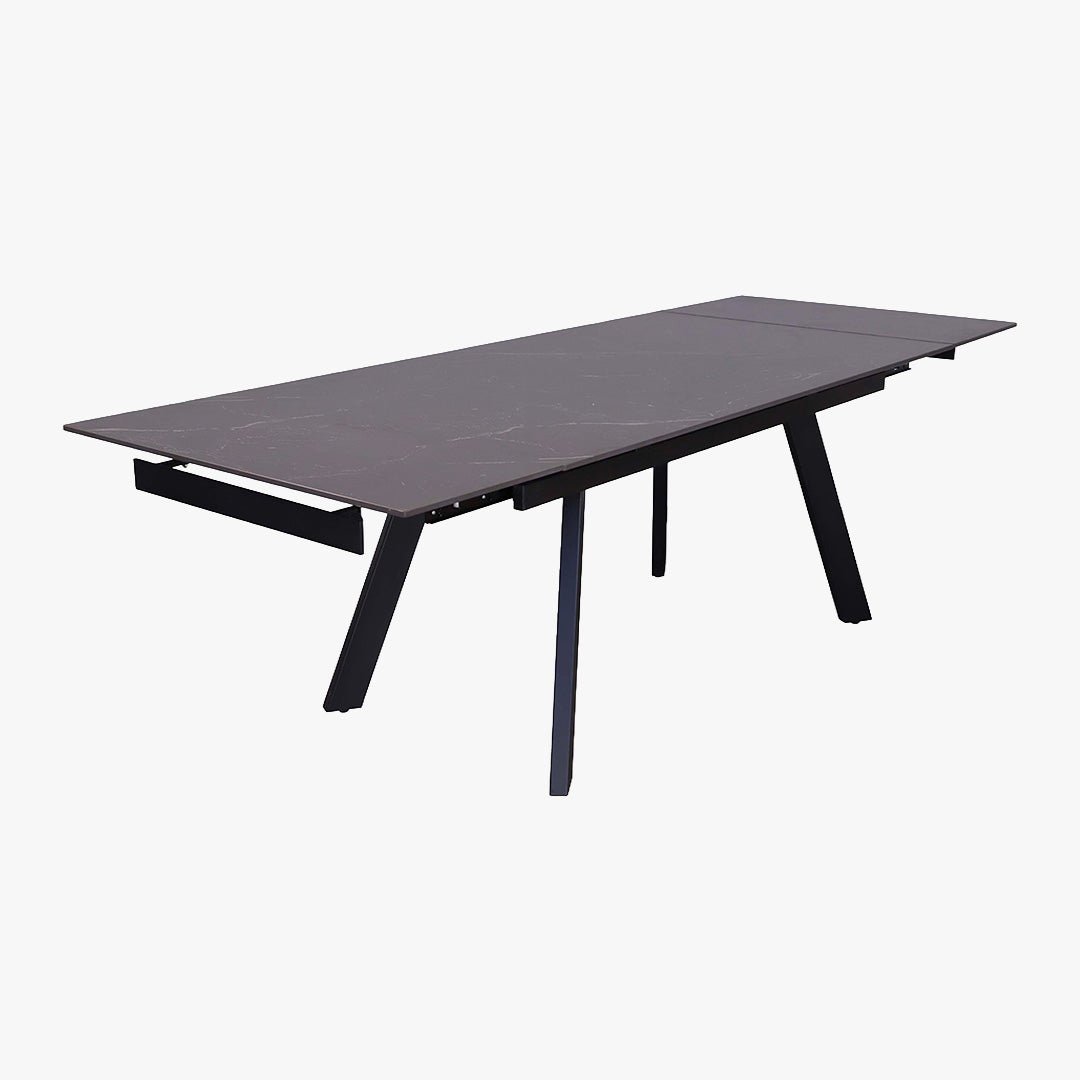 HERA Table extensible en pierre frittée noir pieds en métal noir 160-240 cm - Table à manger - Mobilier Deco