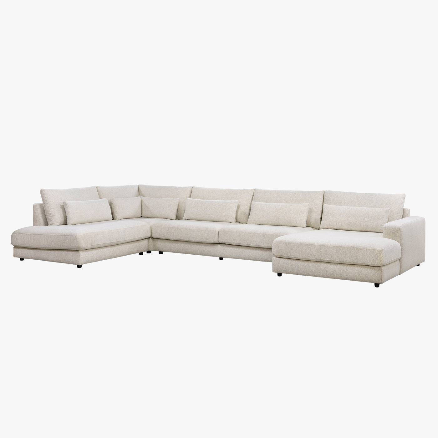 HILONA U Canapé panoramique tissu beige - Angle droit - Canapés panoramiques - Mobilier Deco