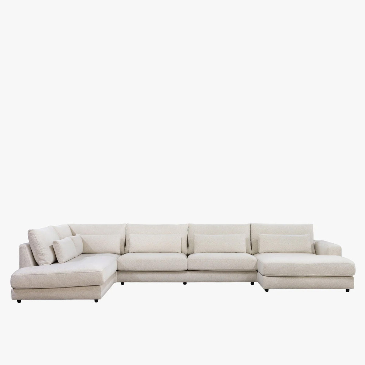 HILONA U Canapé panoramique tissu beige - Angle droit - Canapés panoramiques - Mobilier Deco