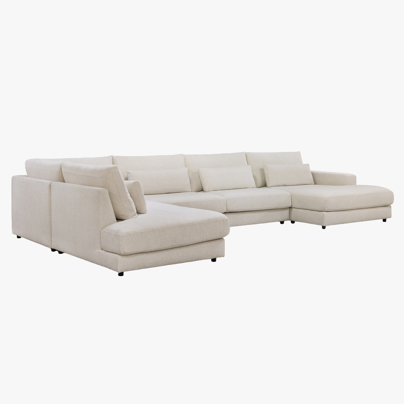 HILONA U Canapé panoramique tissu beige - Angle droit - Canapés panoramiques - Mobilier Deco