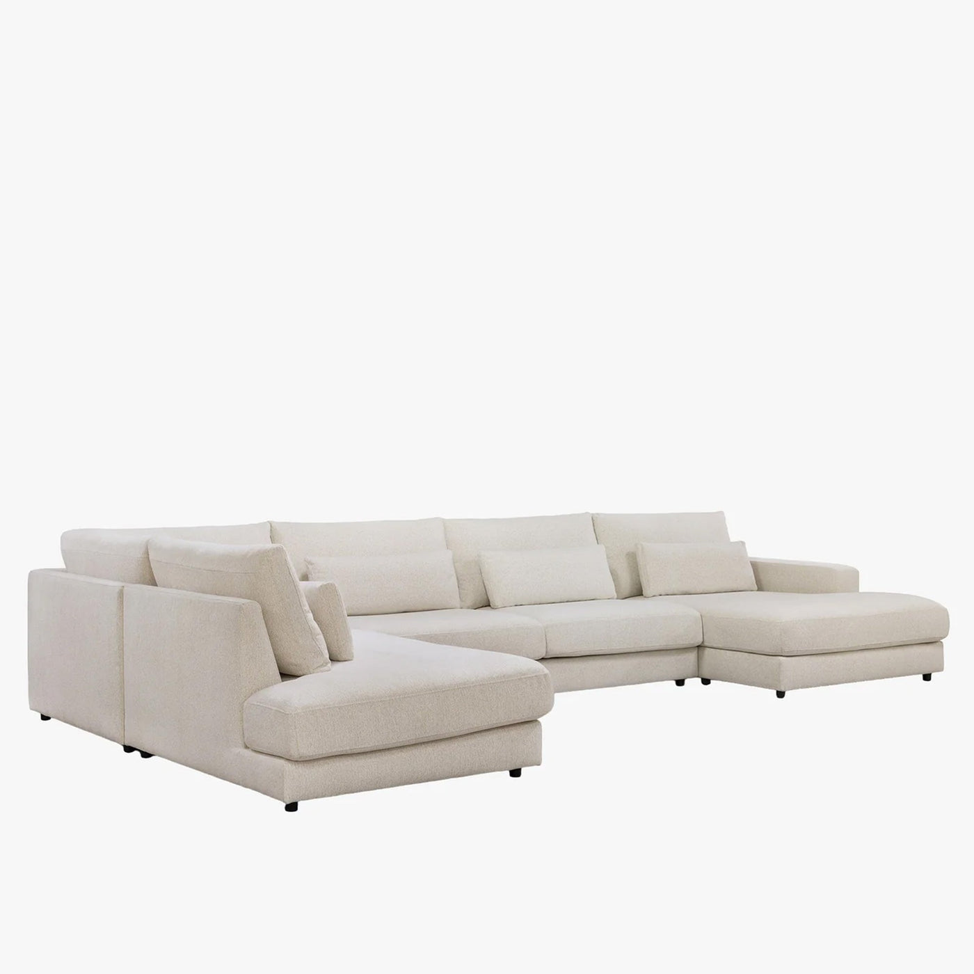 HILONA U Canapé panoramique tissu beige - Angle droit - Canapés panoramiques - Mobilier Deco