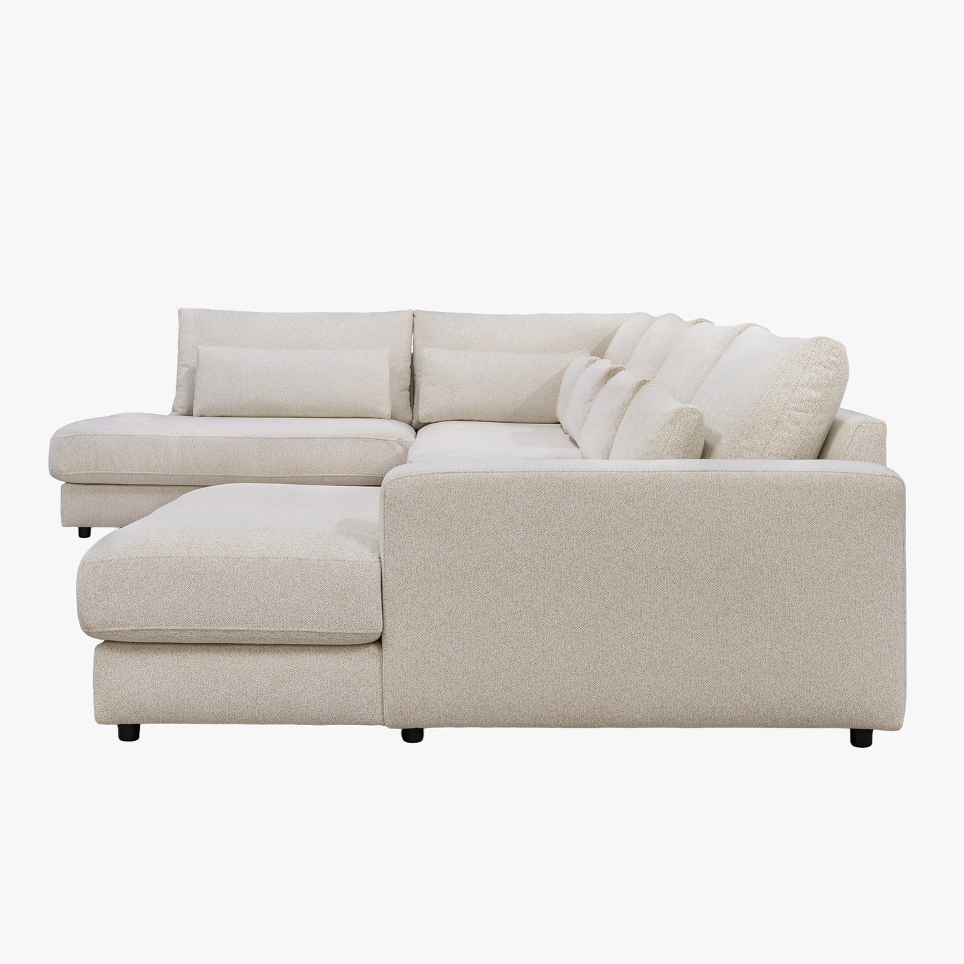 HILONA U Canapé panoramique tissu beige - Angle droit - Canapés panoramiques - Mobilier Deco