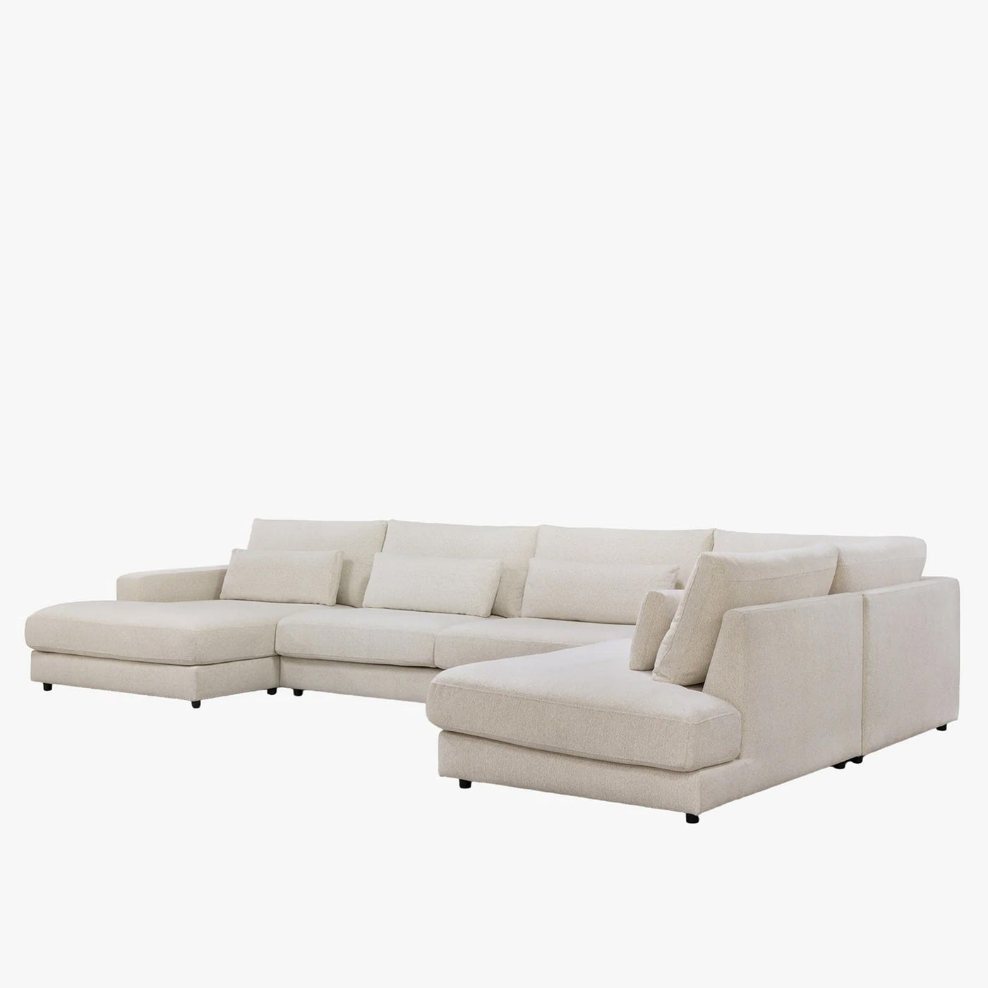HILONA U Canapé panoramique tissu beige - Angle gauche - Canapés panoramiques - Mobilier Deco
