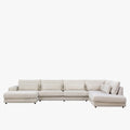 HILONA U Canapé panoramique tissu beige - Angle gauche