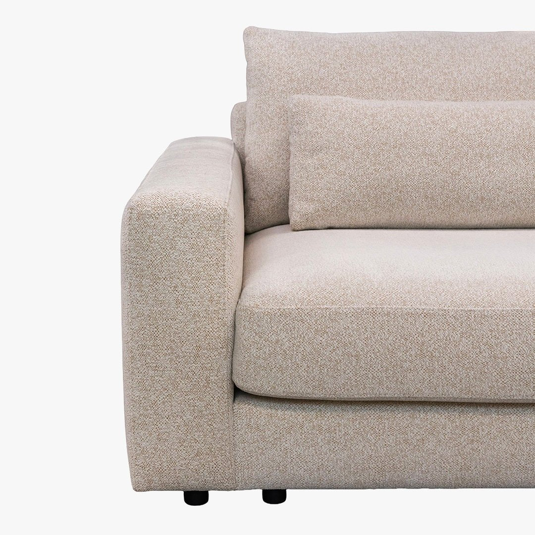 HILONA XL Canapé d'angle en tissu beige - Angle droit - Canapés d'angle - Mobilier Deco