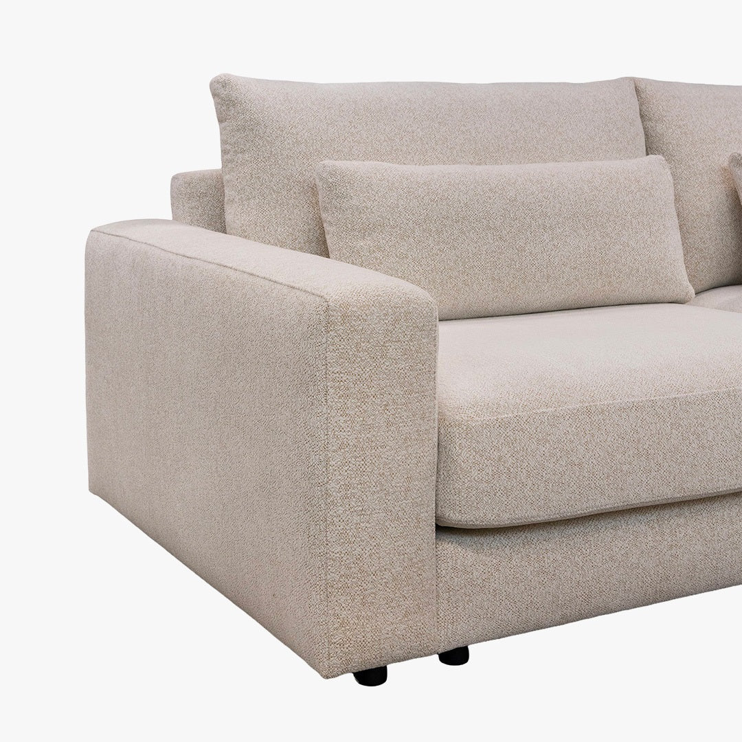 HILONA XL Canapé d'angle en tissu beige - Angle droit - Canapés d'angle - Mobilier Deco