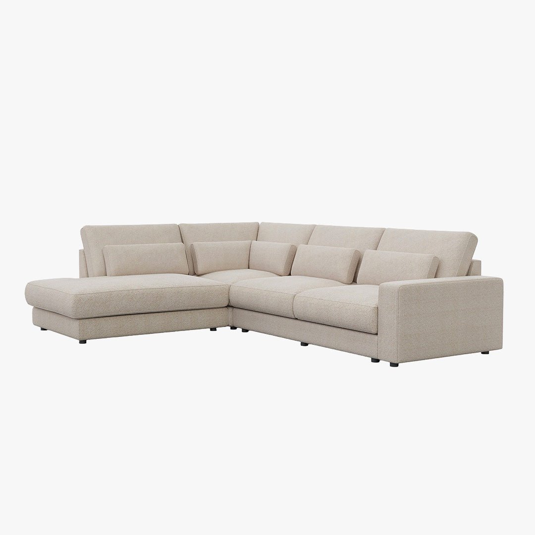 HILONA XL Canapé d'angle en tissu beige - Angle gauche - Canapés d'angle - Mobilier Deco