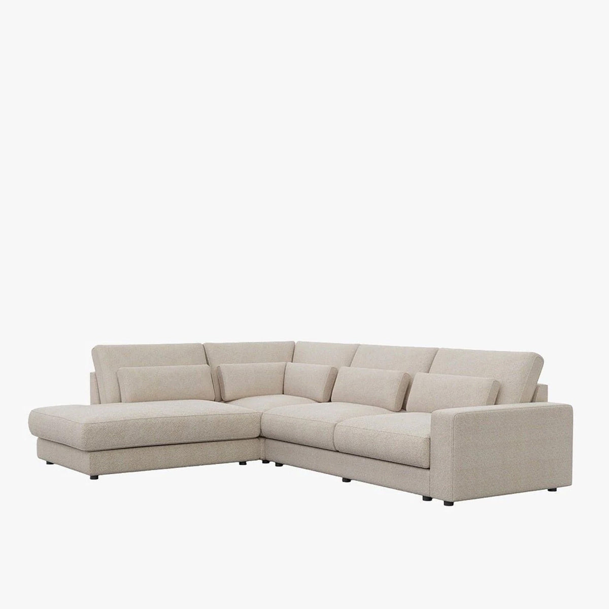 HILONA XL Canapé d'angle en tissu beige - Angle gauche - Canapés d'angle - Mobilier Deco