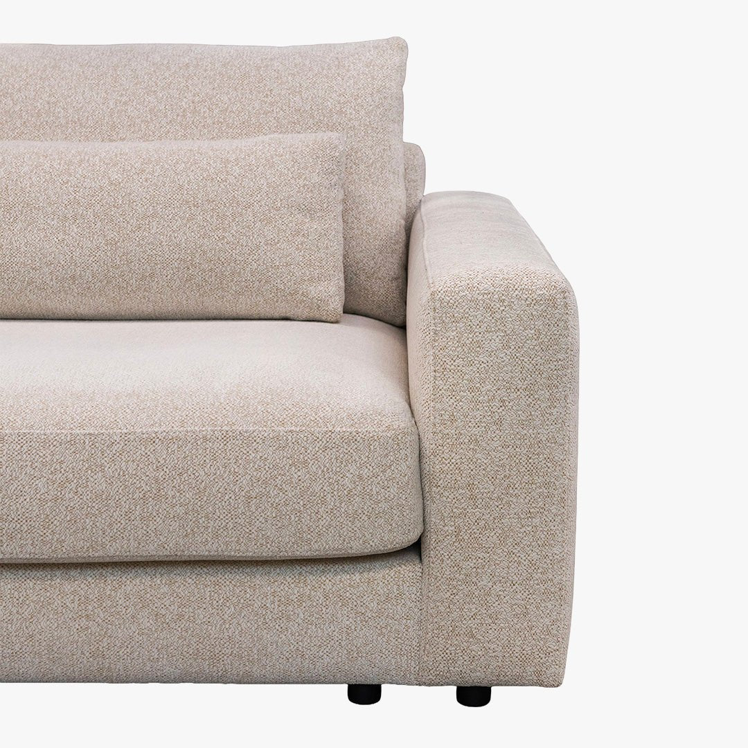 HILONA XL Canapé d'angle en tissu beige - Angle gauche - Canapés d'angle - Mobilier Deco