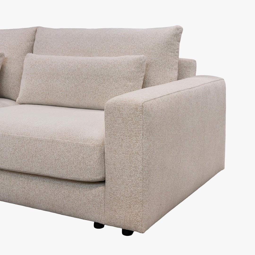 HILONA XL Canapé d'angle en tissu beige - Angle gauche - Canapés d'angle - Mobilier Deco