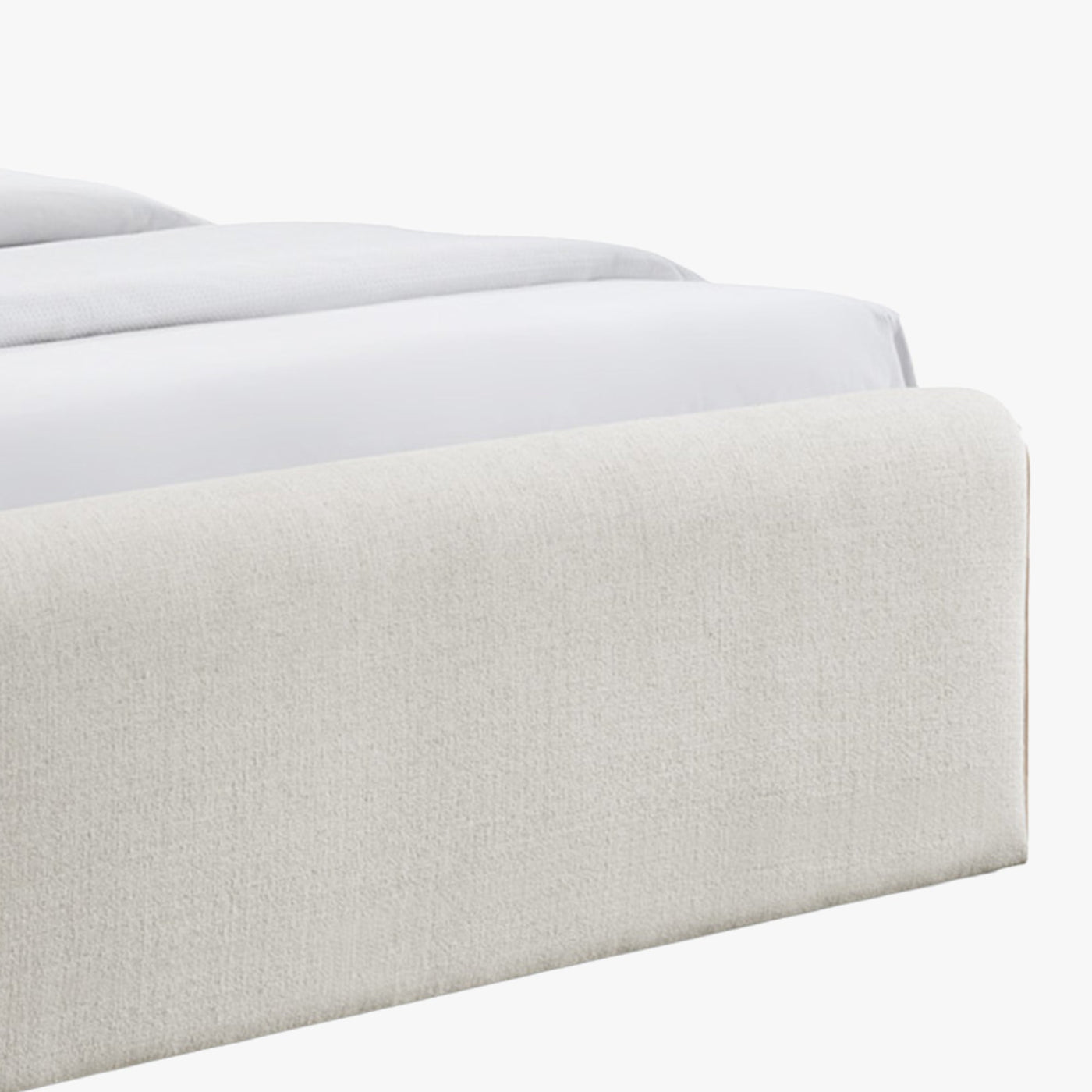IREL Lit double en tissu beige et bois foncé 160x200 cm - Lits - Mobilier Deco