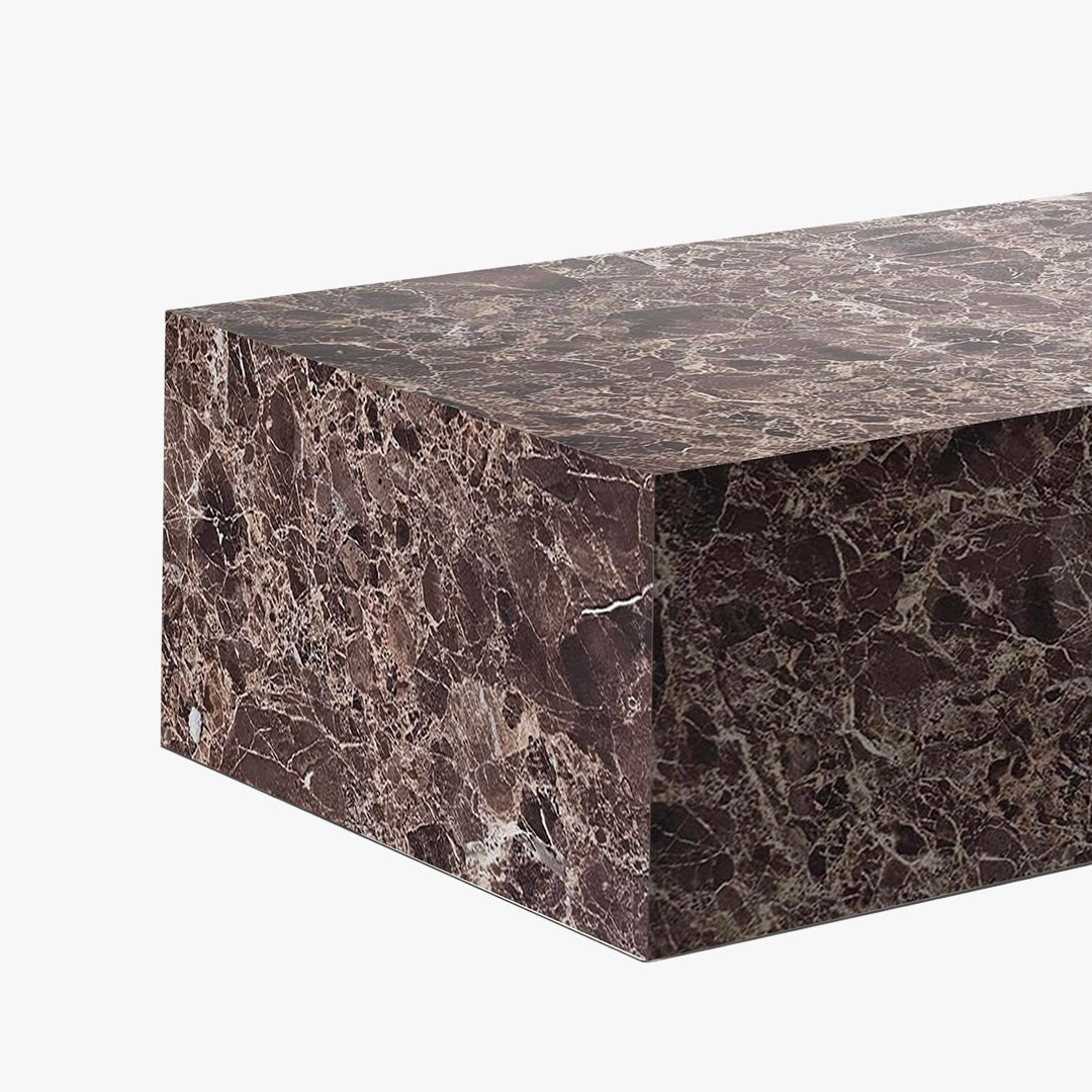 ISBEL Table basse rectangulaire en marbre d'ingénierie marron - Table basse - Mobilier Deco