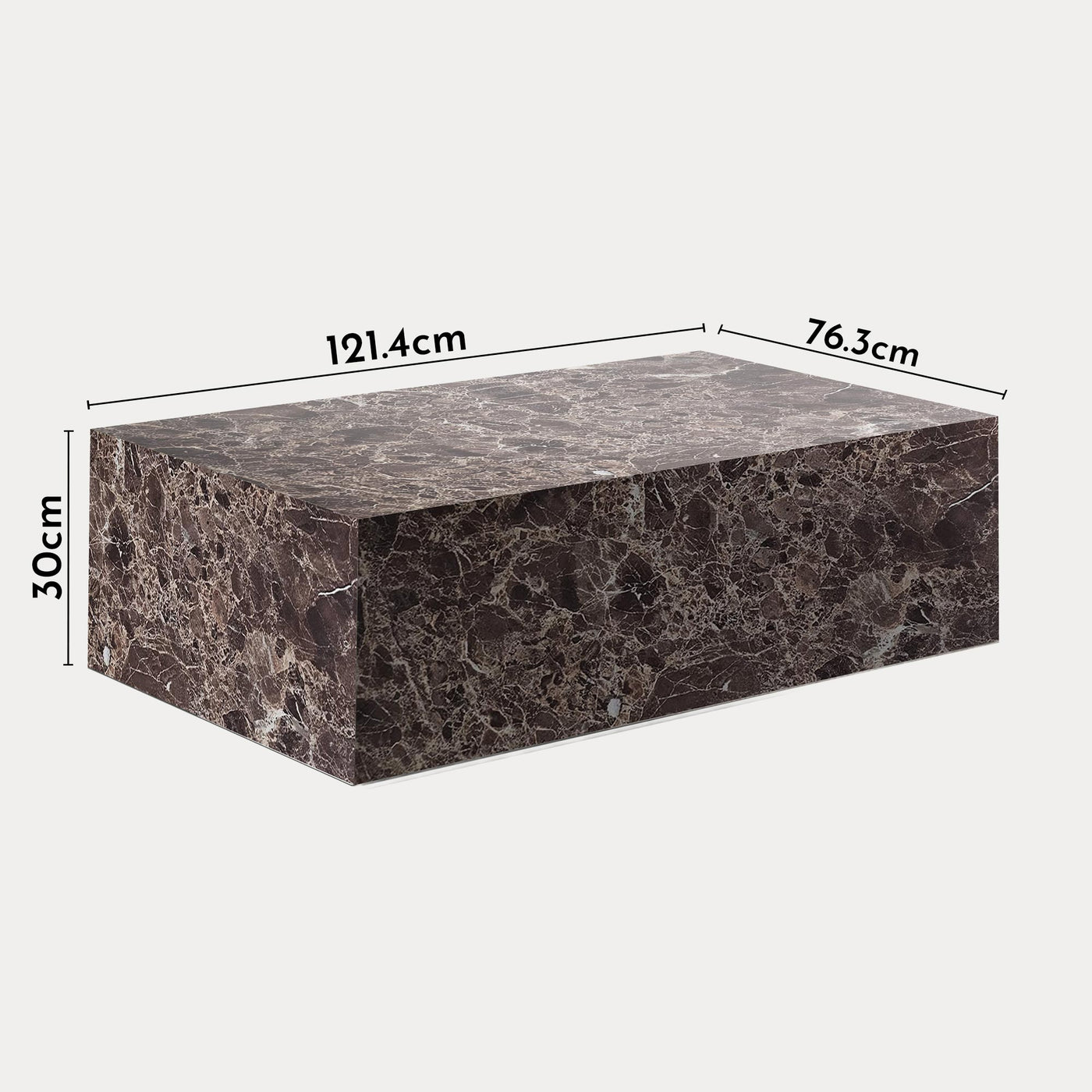 ISBEL Table basse rectangulaire en marbre d'ingénierie marron - Table basse - Mobilier Deco