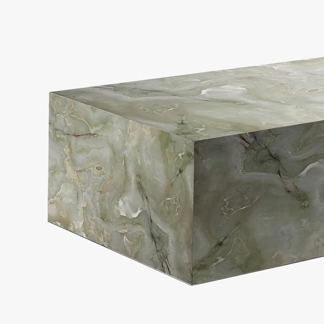 ISBEL Table basse rectangulaire en marbre d'ingénierie vert - Table basse - Mobilier Deco