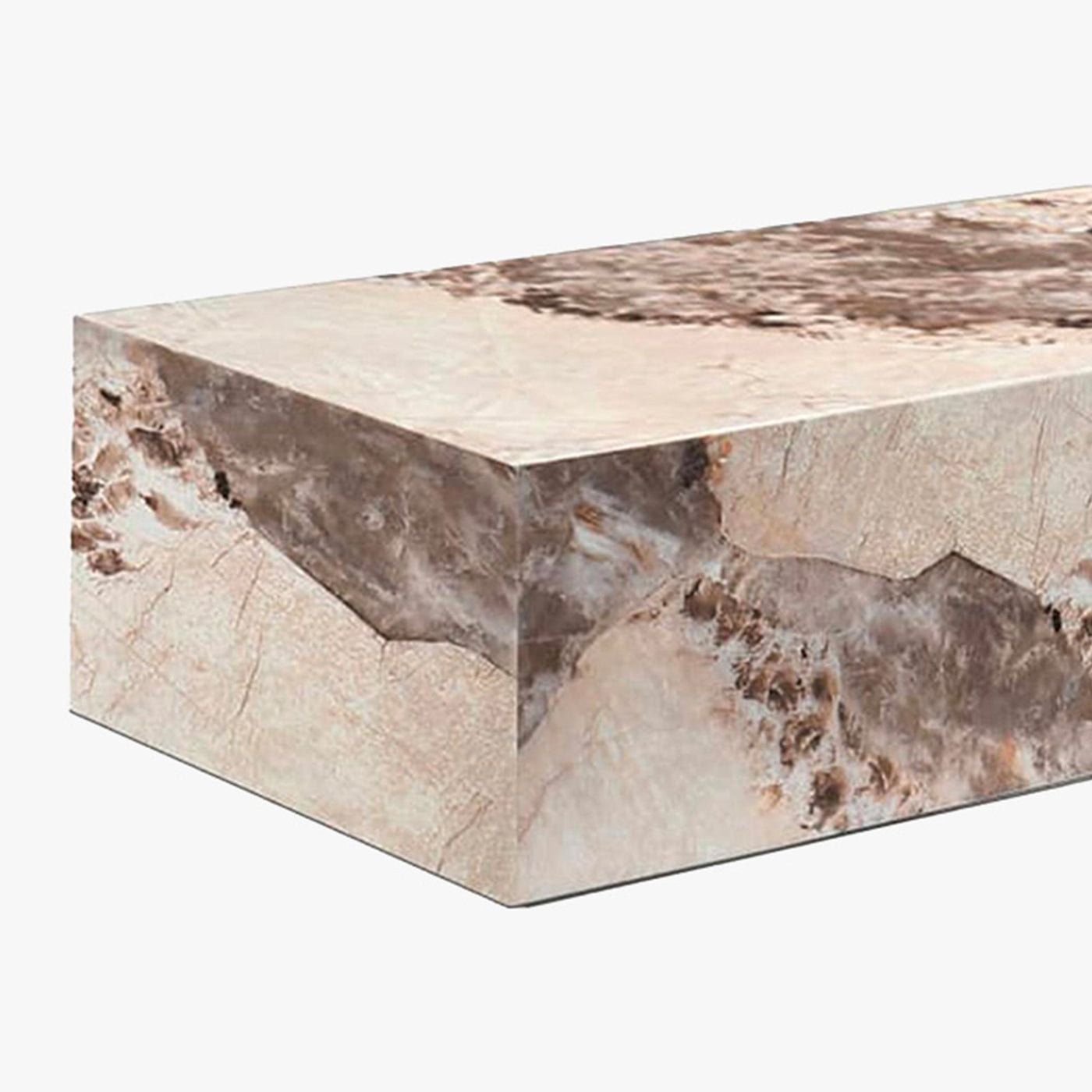ISBEL Table basse rectangulaire marbre d'ingénierie beige et marron - Table basse - Mobilier Deco