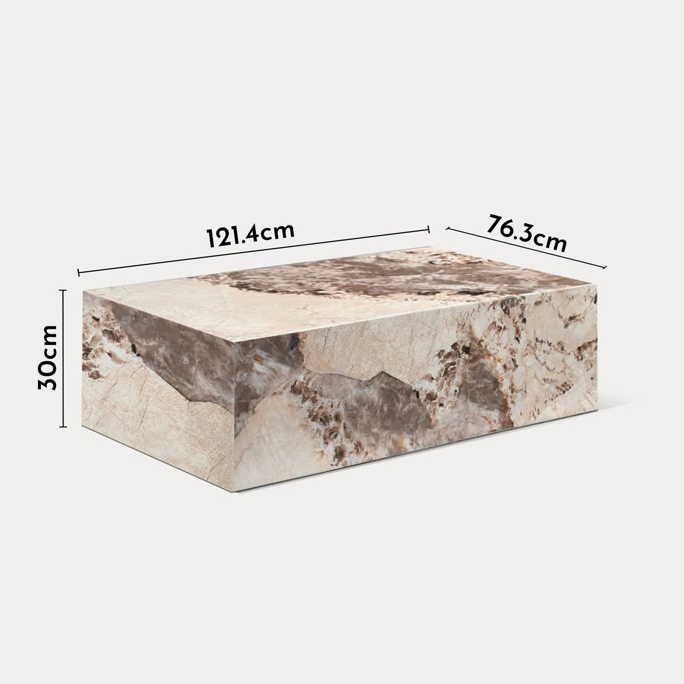 ISBEL Table basse rectangulaire marbre d'ingénierie beige et marron - Table basse - Mobilier Deco