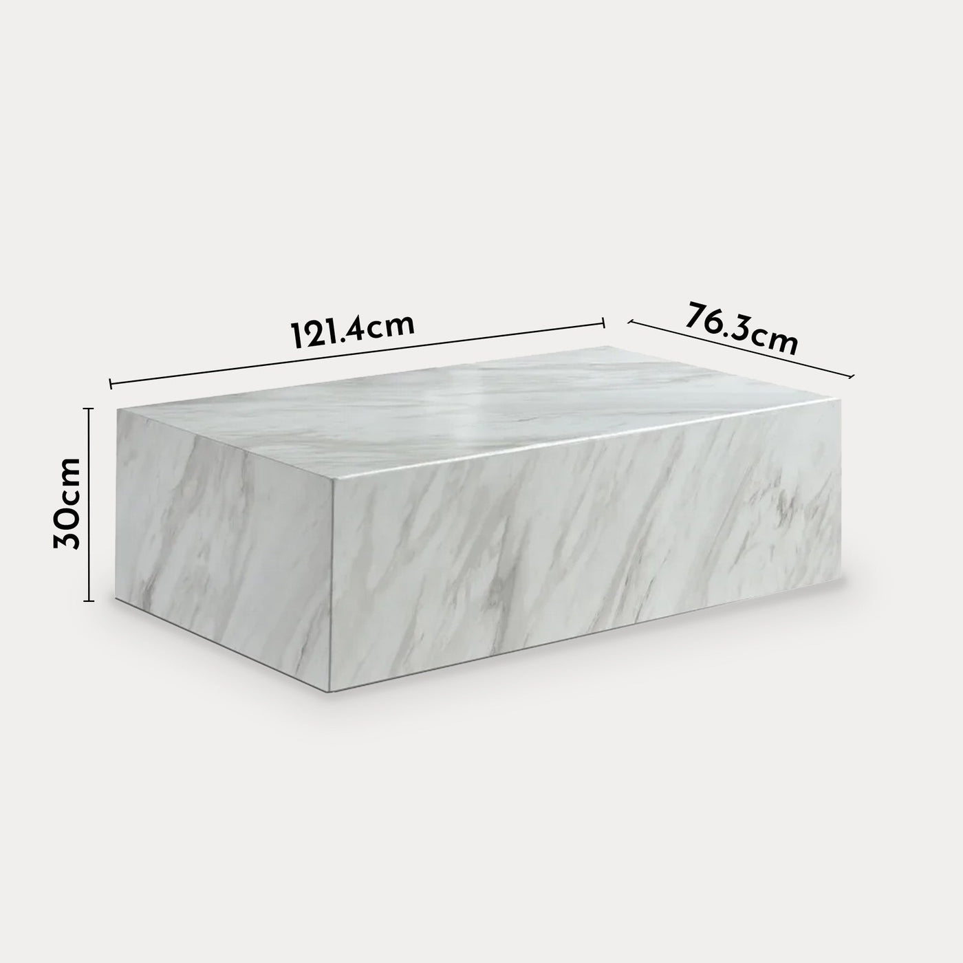 ISBEL Table basse rectangulaire marbre d'ingénierie blanc - Table basse - Mobilier Deco
