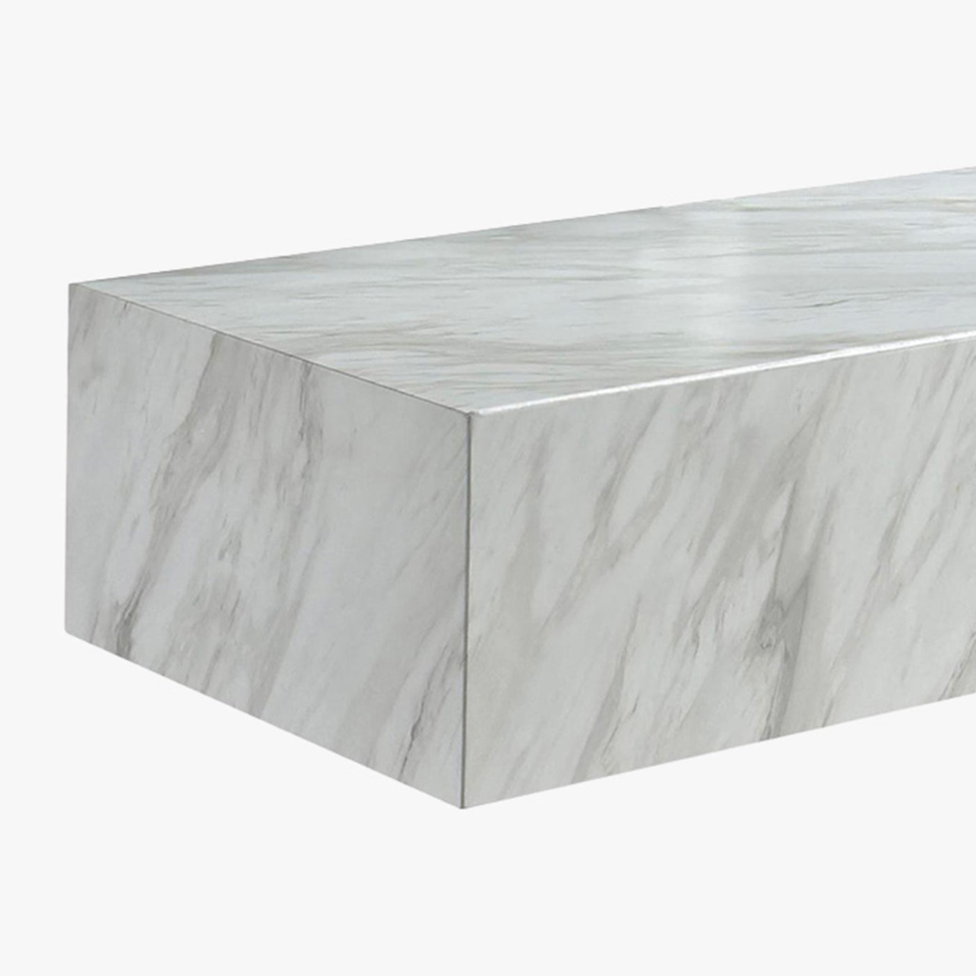ISBEL Table basse rectangulaire marbre d'ingénierie blanc - Table basse - Mobilier Deco