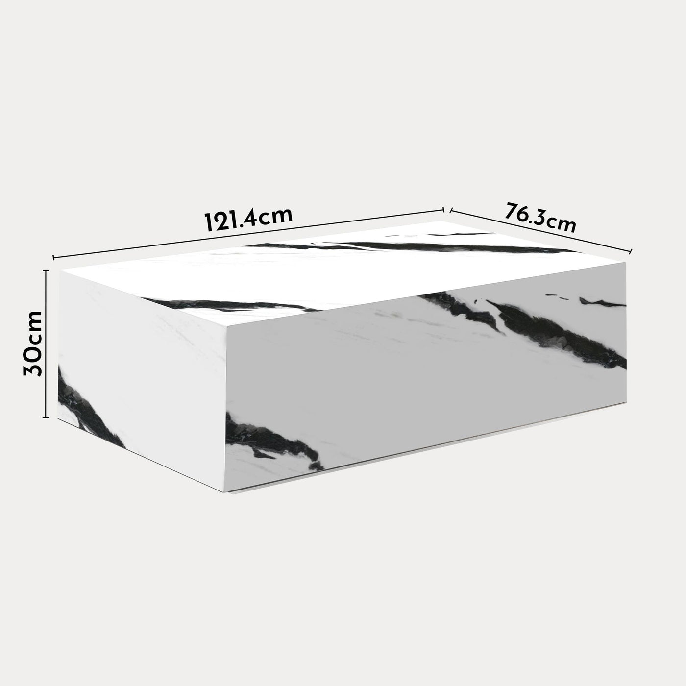 ISBEL Table basse rectangulaire marbre d'ingénierie blanc et noir - Table basse - Mobilier Deco