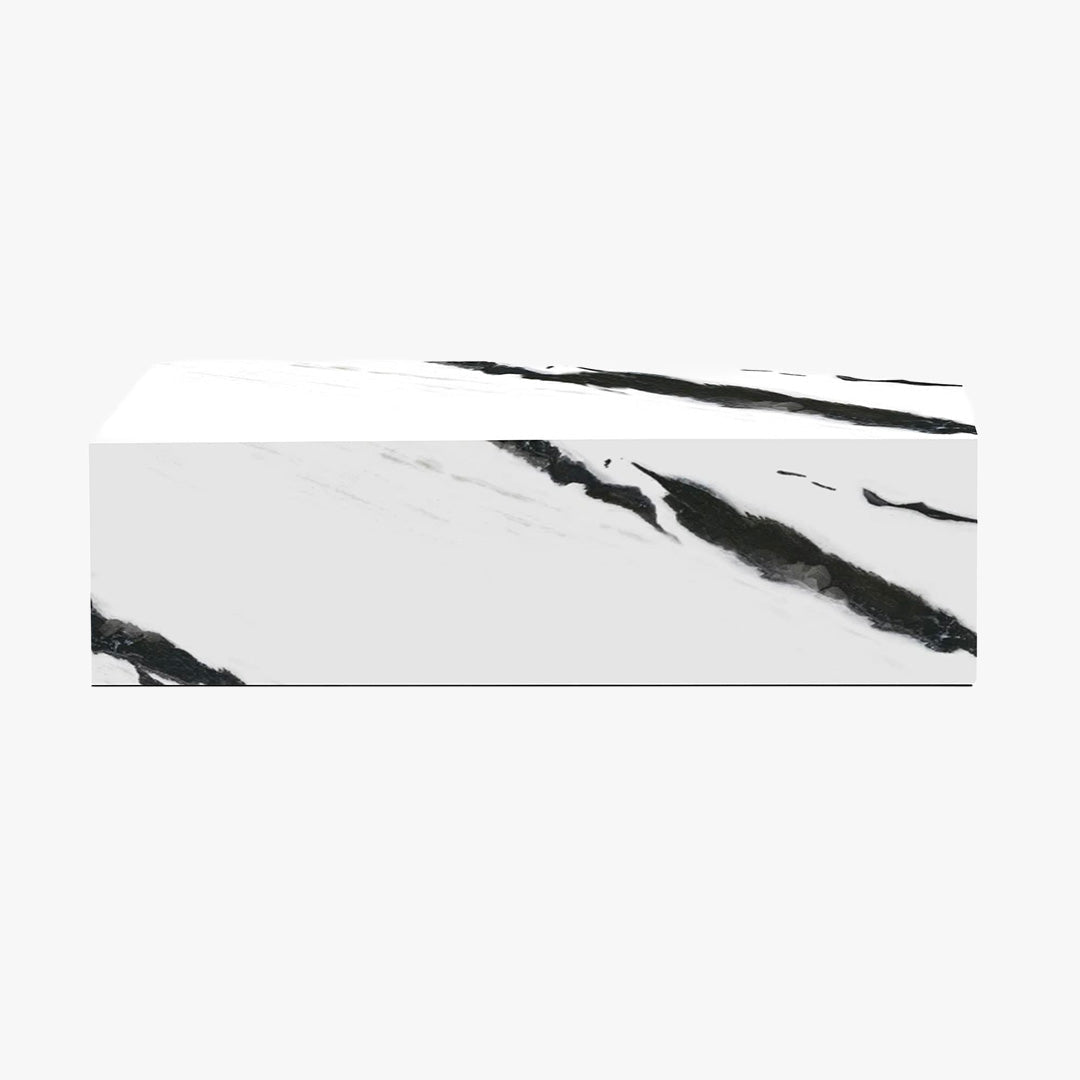ISBEL Table basse rectangulaire marbre d'ingénierie blanc et noir - Table basse - Mobilier Deco