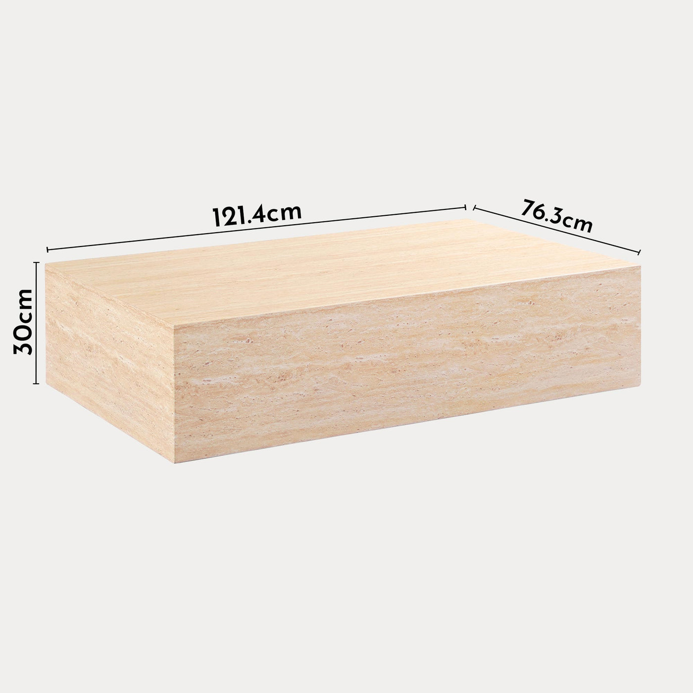 ISBEL Table basse rectangulaire marbre d'ingénierie couleur travertin - Table basse - Mobilier Deco