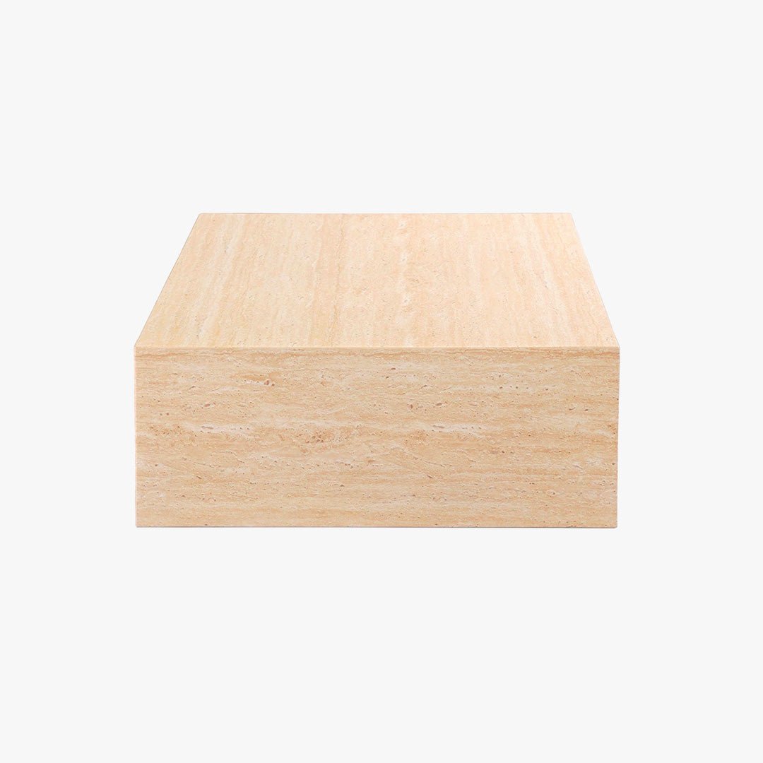 ISBEL Table basse rectangulaire marbre d'ingénierie couleur travertin - Table basse - Mobilier Deco