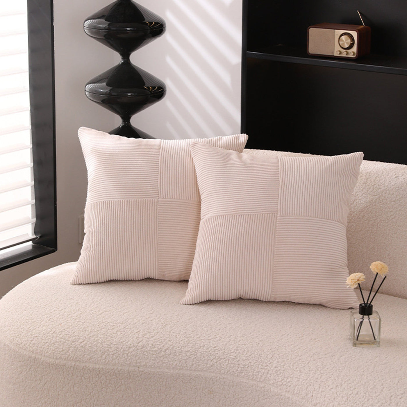 ISYS Coussin carré en tissu côtelé beige 45x45 cm - Coussins - Mobilier Deco