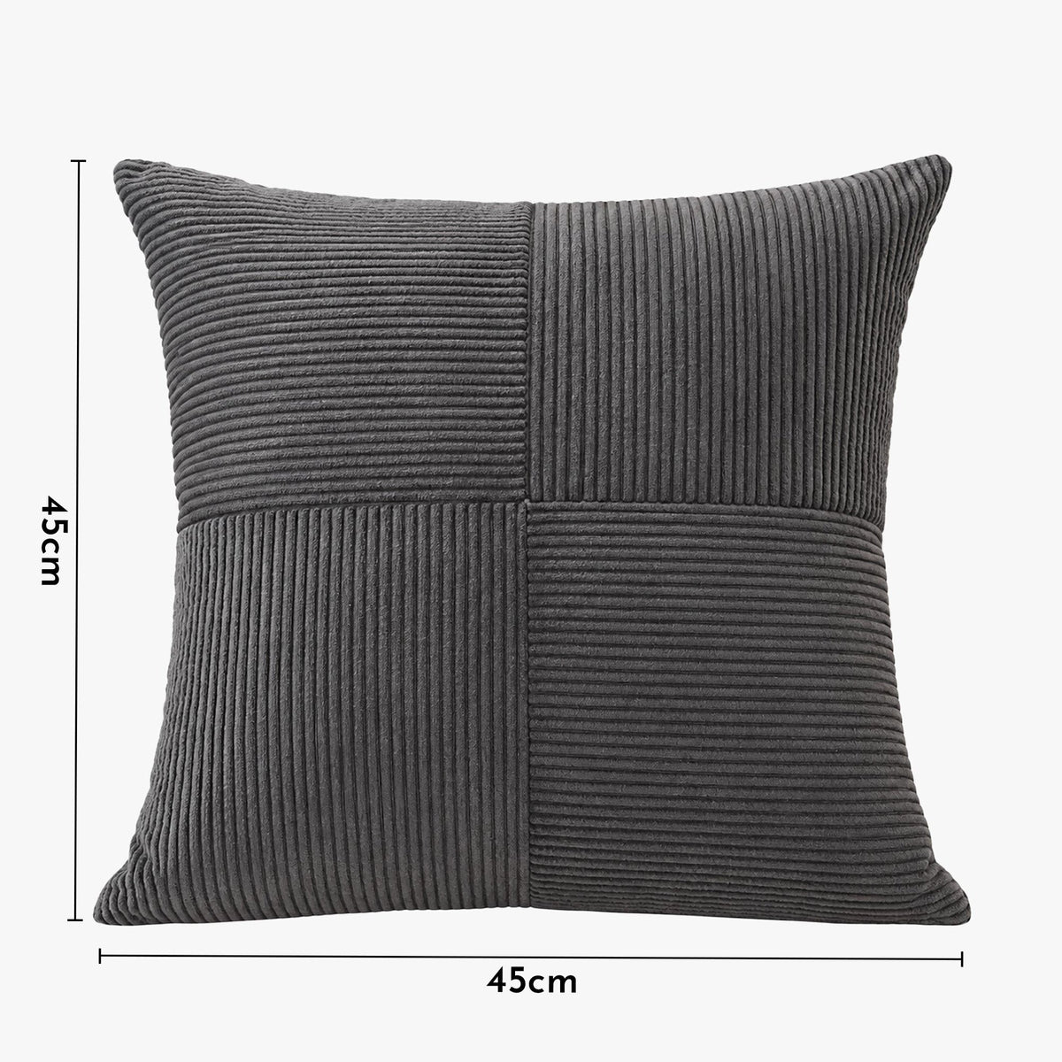 ISYS Coussin carré en tissu côtelé gris 45x45 cm - Coussins - Mobilier Deco
