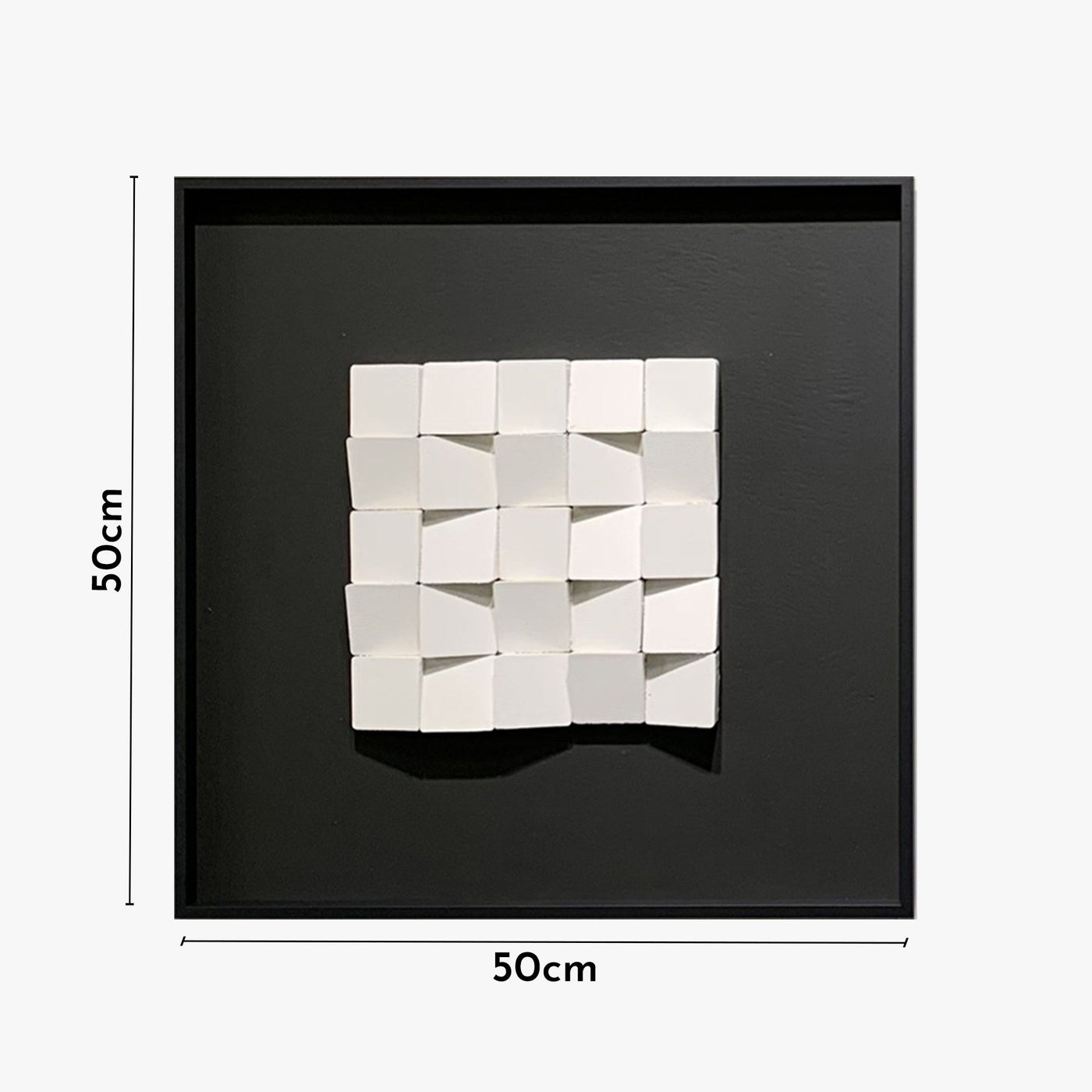 IZIA Tableau peinture à l'huile relief carré cadre aluminium noir - 50x50 cm - Tableaux - Mobilier Deco