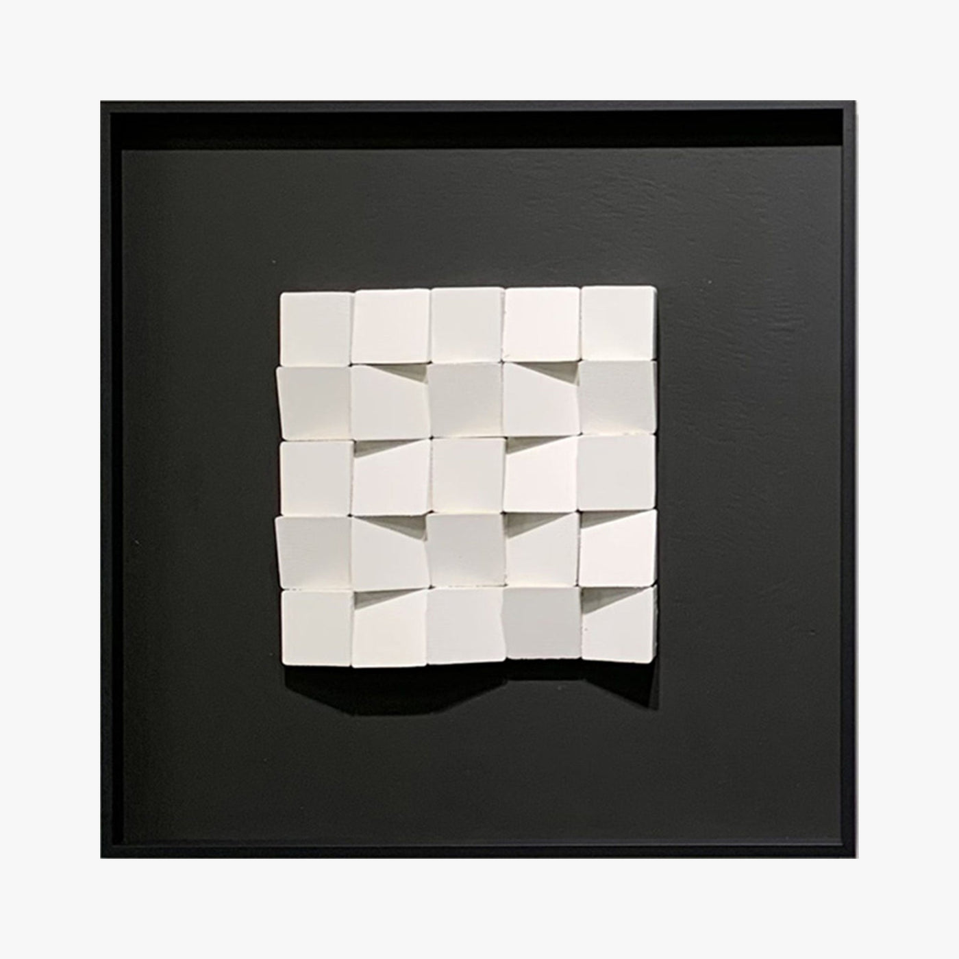 IZIA Tableau peinture à l'huile relief carré cadre aluminium noir - 50x50 cm - Tableaux - Mobilier Deco