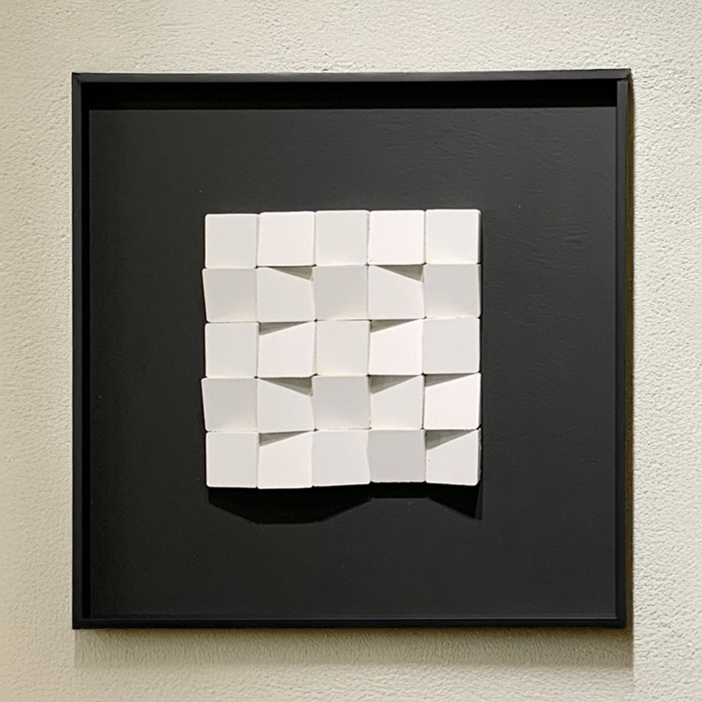 IZIA Tableau peinture à l'huile relief carré cadre aluminium noir - 50x50 cm - Tableaux - Mobilier Deco