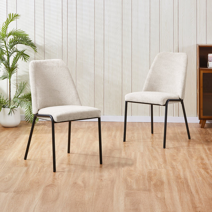 JADHA Lot de 2 chaises en tissu bouclette beige pieds en métal noir