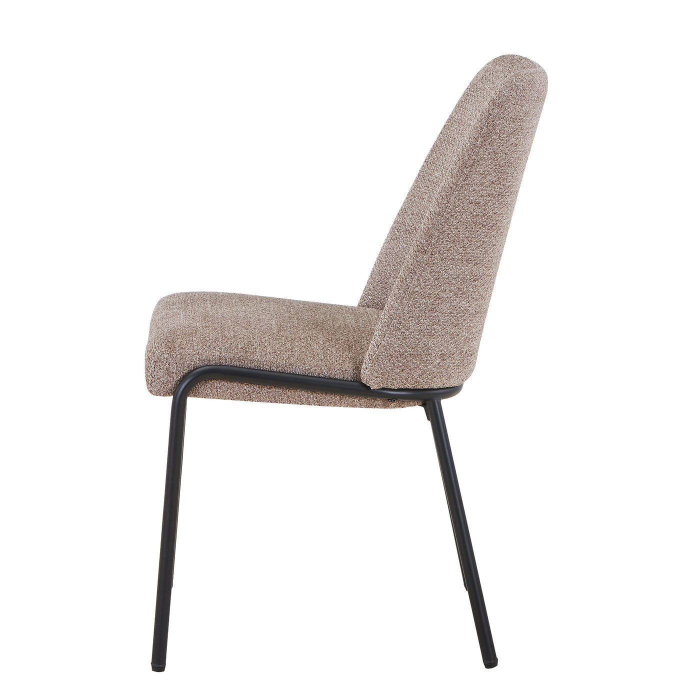 JADHA Lot de 2 chaises en tissu bouclette taupe pieds en métal noir - Chaise de repas - Mobilier Deco