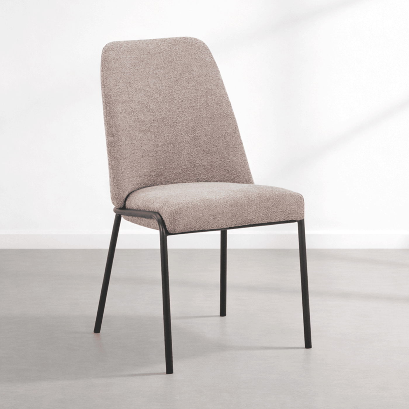 JADHA Lot de 2 chaises en tissu bouclette taupe pieds en métal noir - Chaise de repas - Mobilier Deco